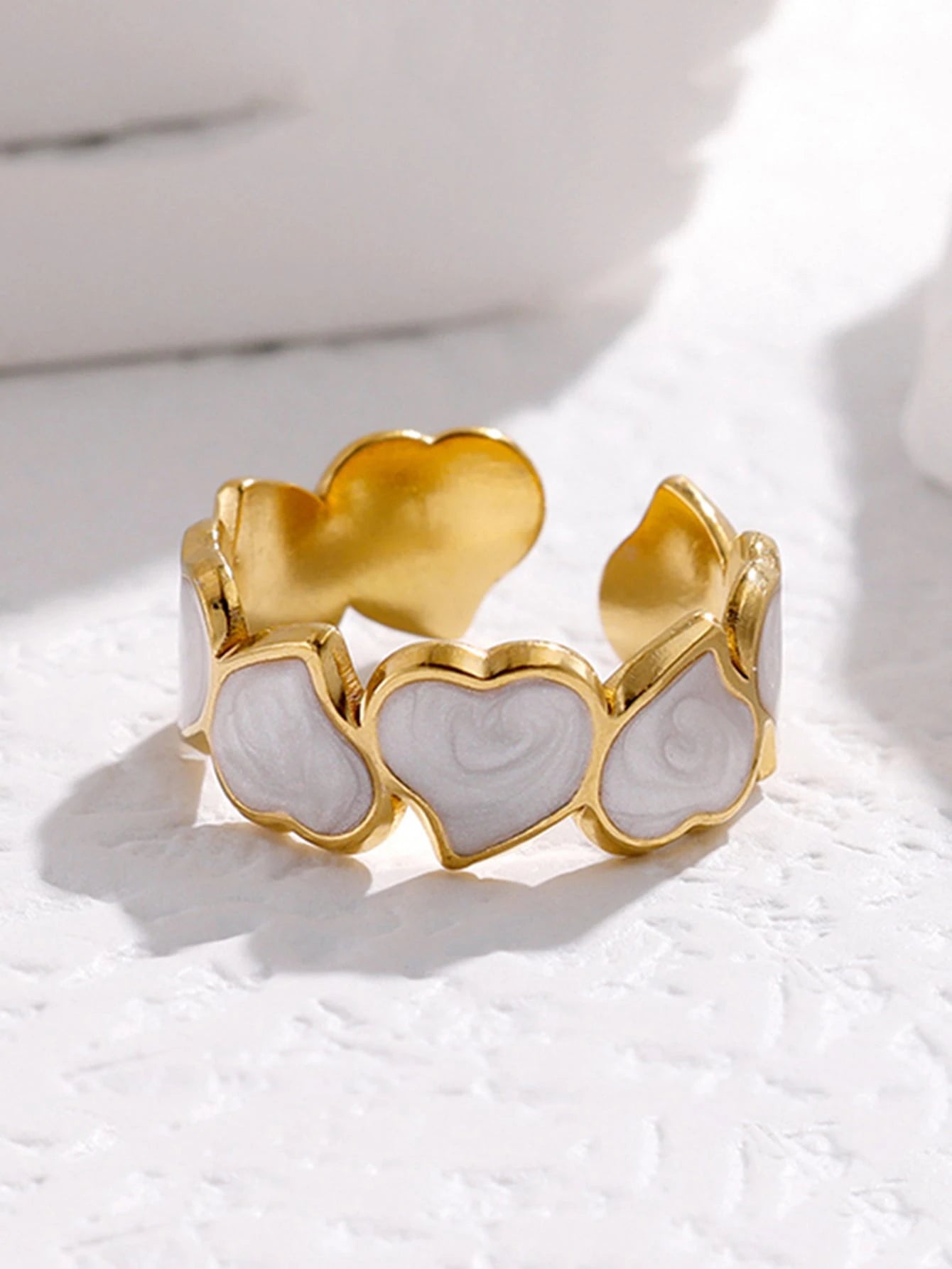 Bague Cœurs Nacrés — Tendresse & Charme
