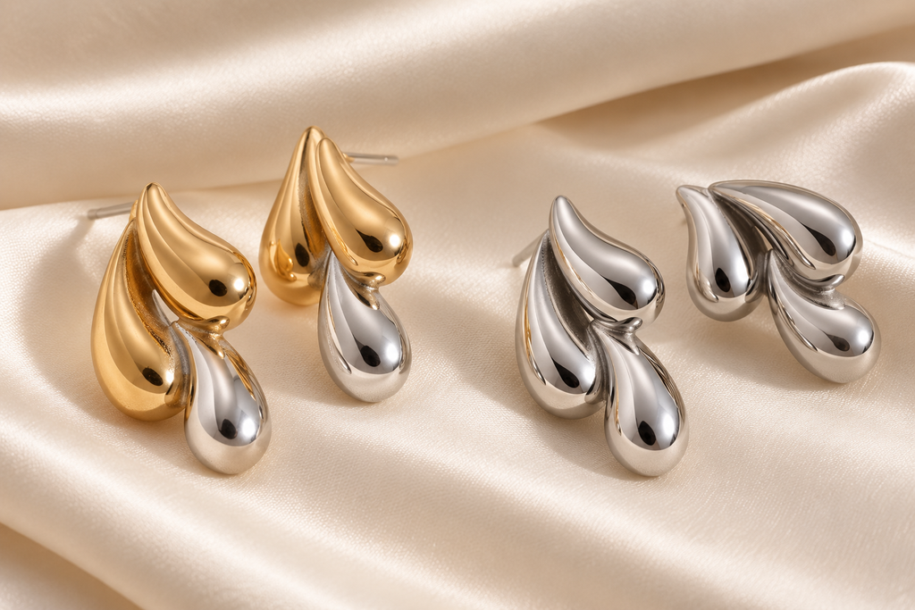 Trois Gouttes / Boucles d’oreilles en acier inoxydable
