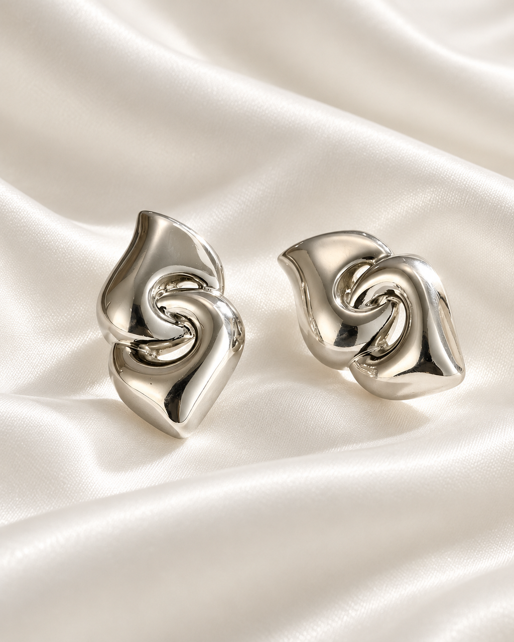 Silver-tone sculpted knot earrings
