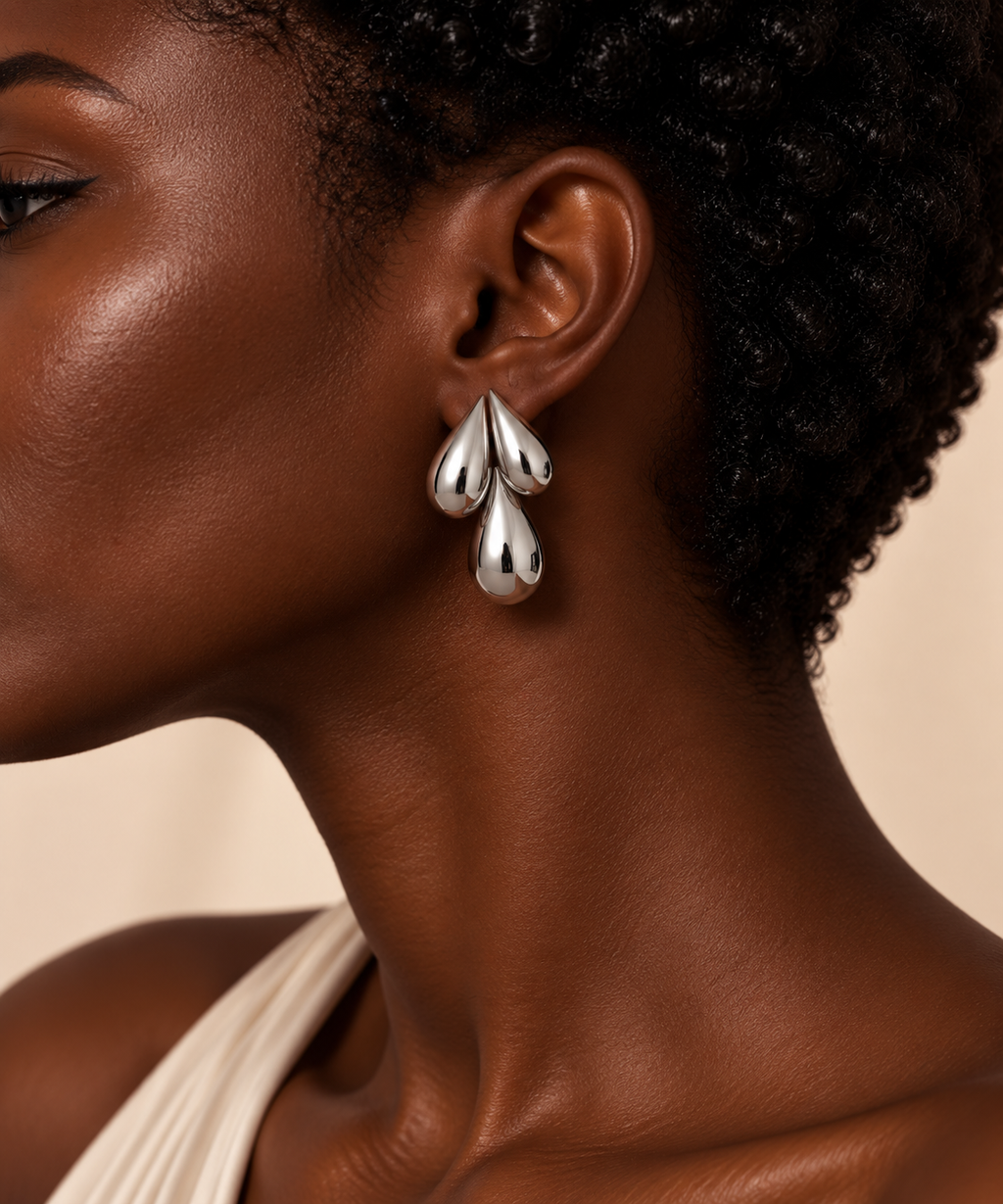 Trois Gouttes / Boucles d’oreilles en acier inoxydable