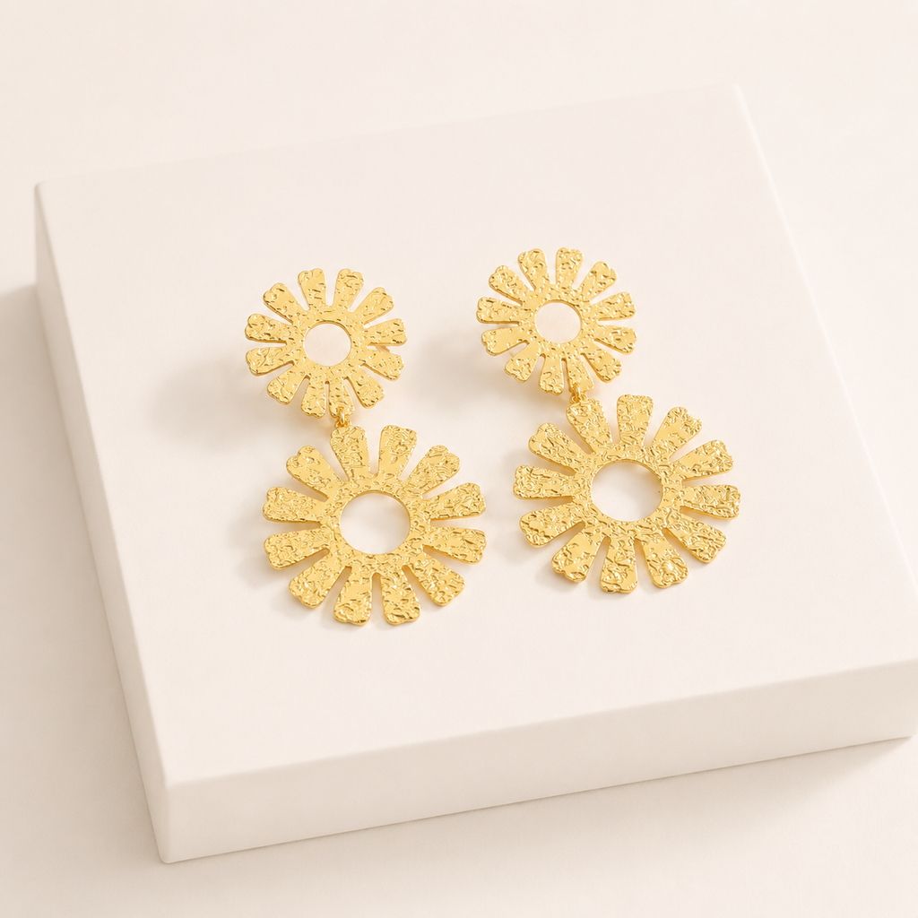 Boucles d'oreilles Soleil Martelé