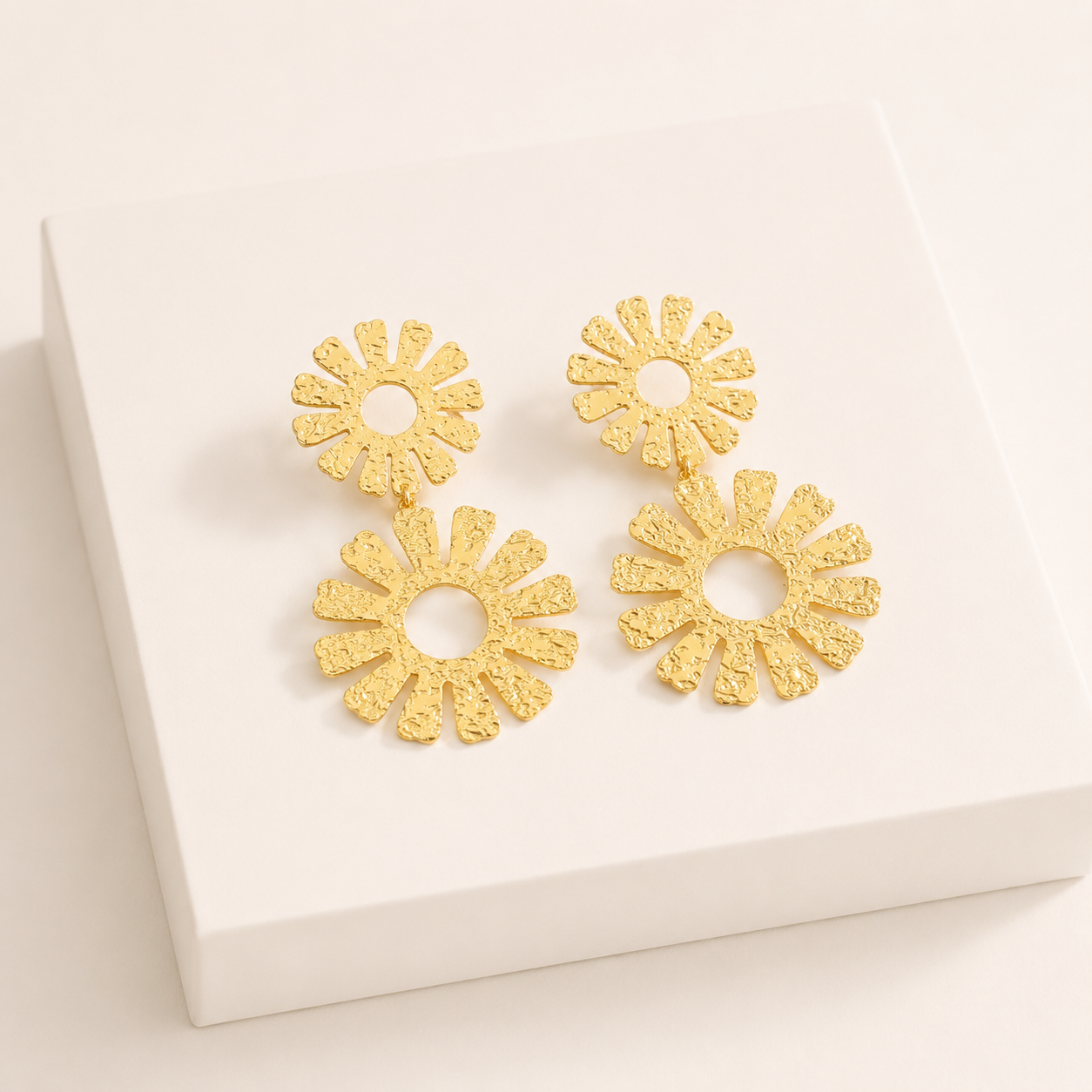 Boucles d'oreilles Soleil Martelé