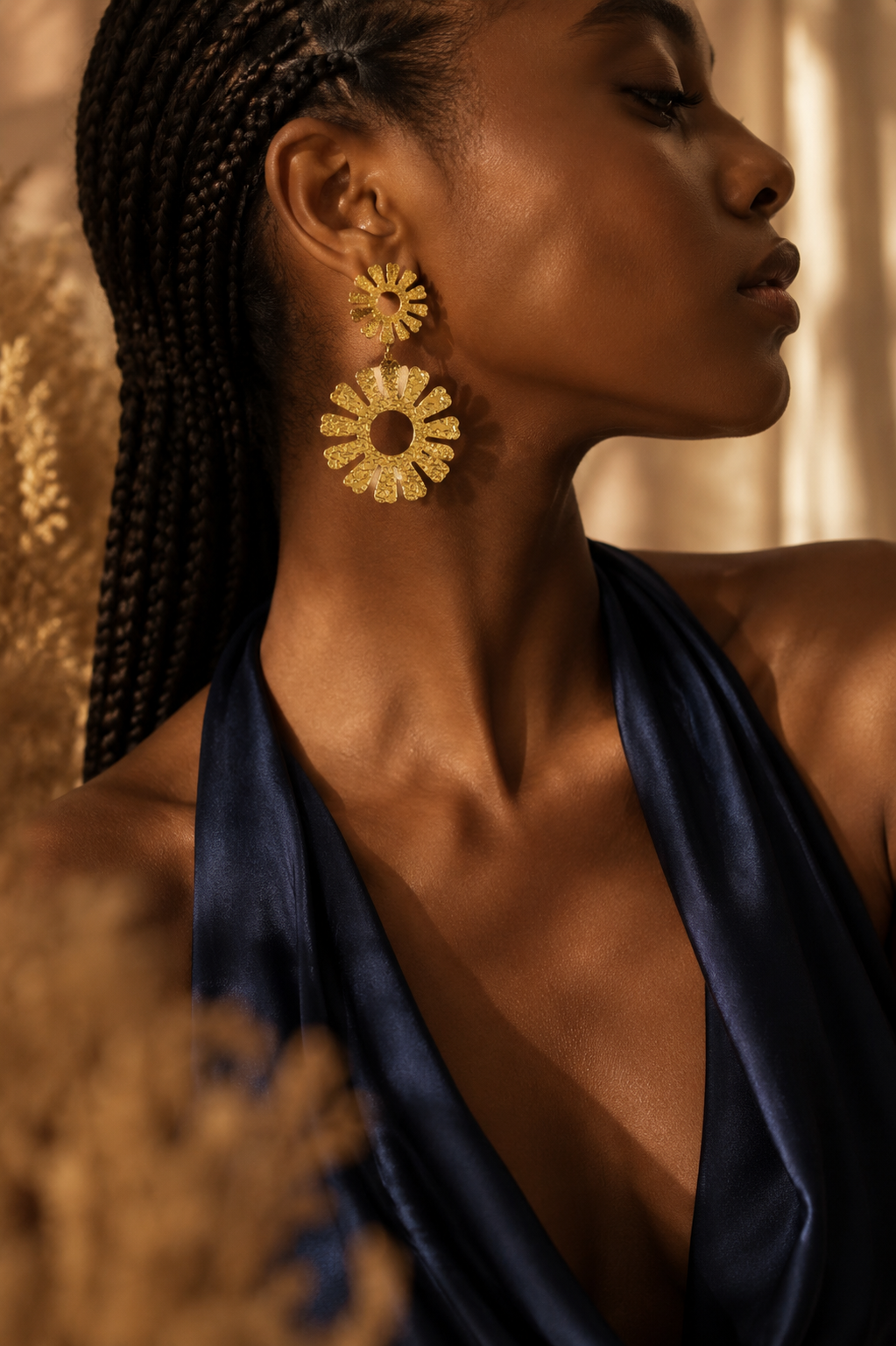 Boucles d'oreilles Soleil Martelé
