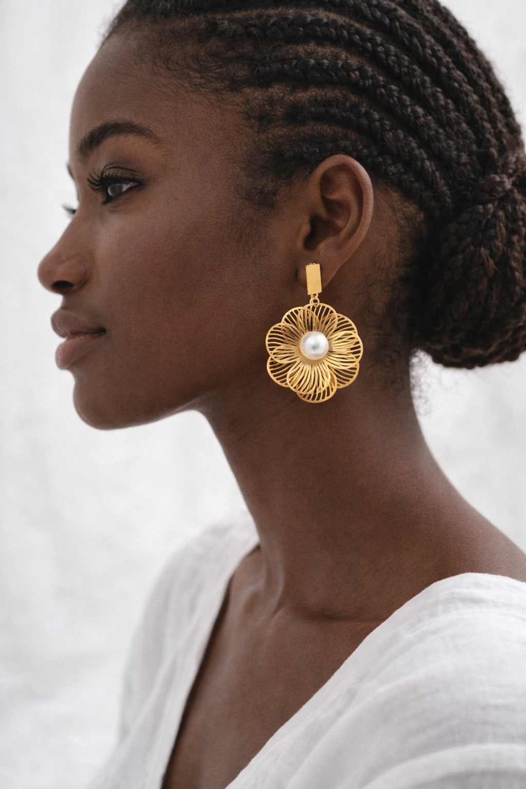 Boucles d'oreilles Flora Perle