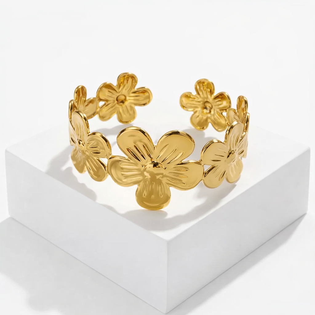 Bracelet Jonc Fleur Dorée