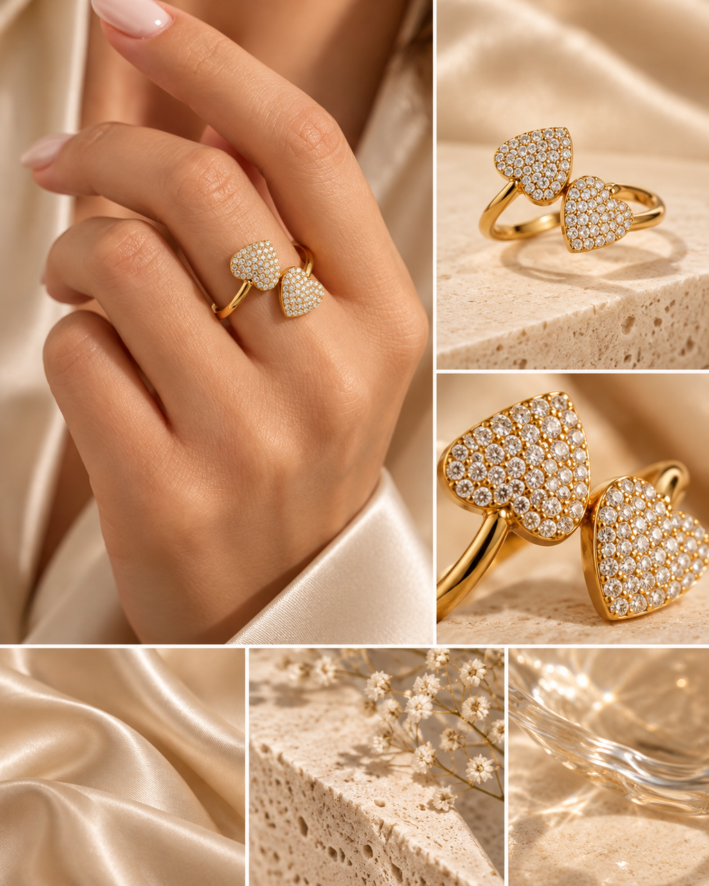 Duo cœur - Bague en acier inoxydable