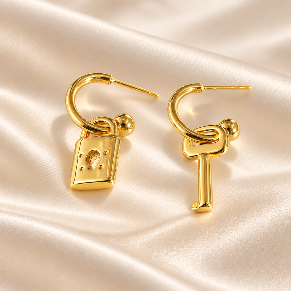 Duo Clé-Cadenas - Boucles d’oreilles en acier inoxydable