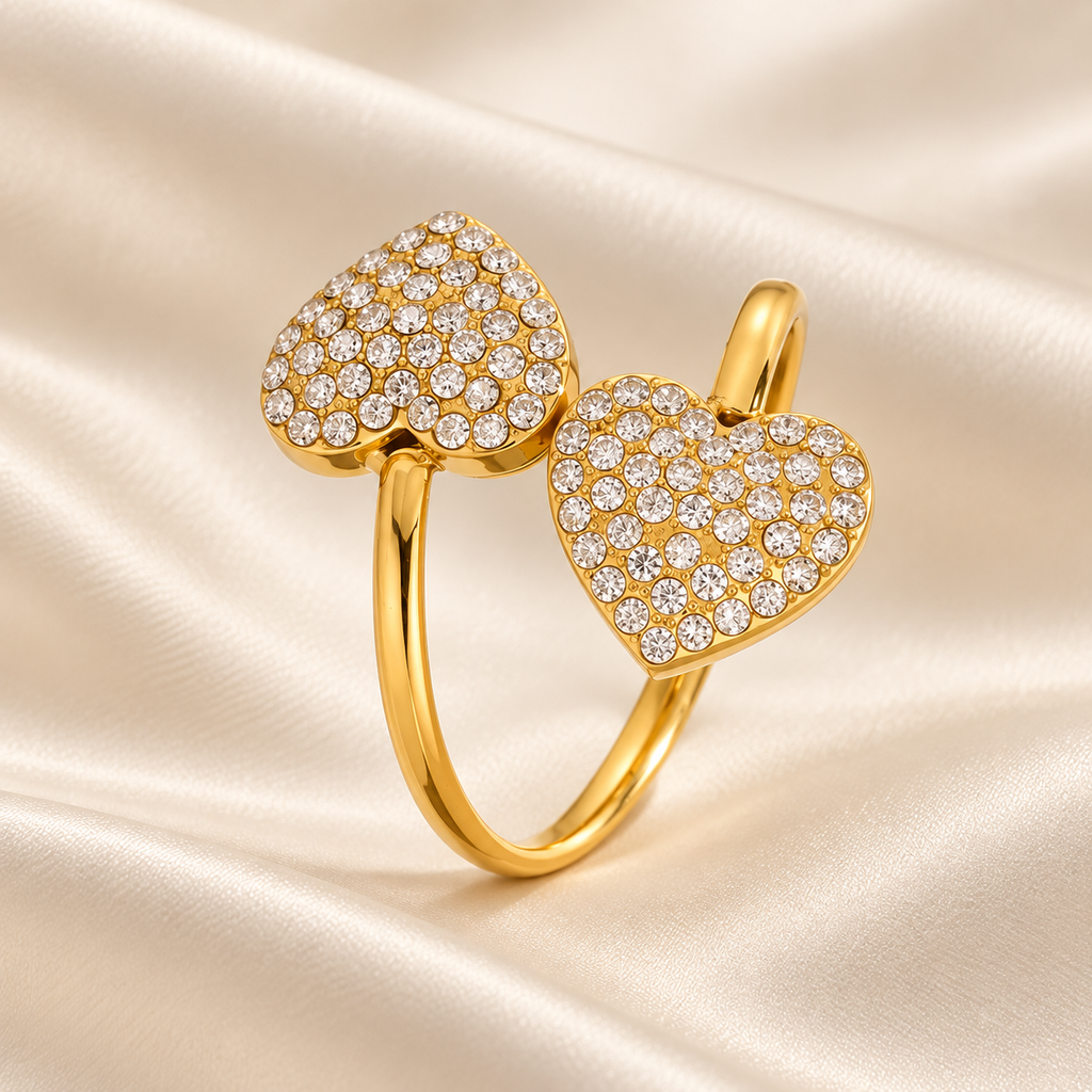 Duo cœur - Bague en acier inoxydable