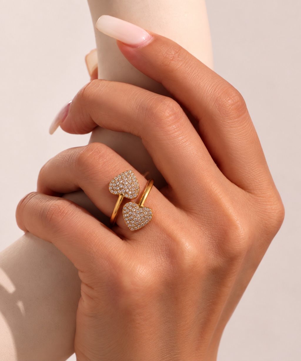 Duo cœur - Bague en acier inoxydable