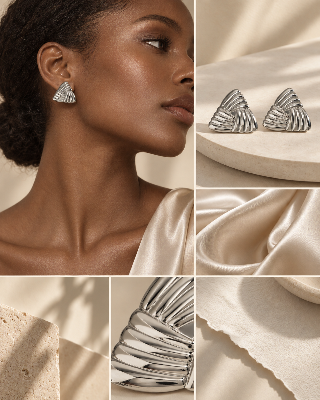 Triad / Stainless steel earrings.