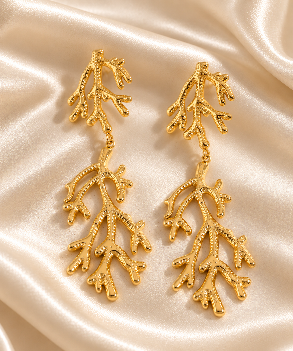 Corail / Boucles d’oreilles en acier inoxydable