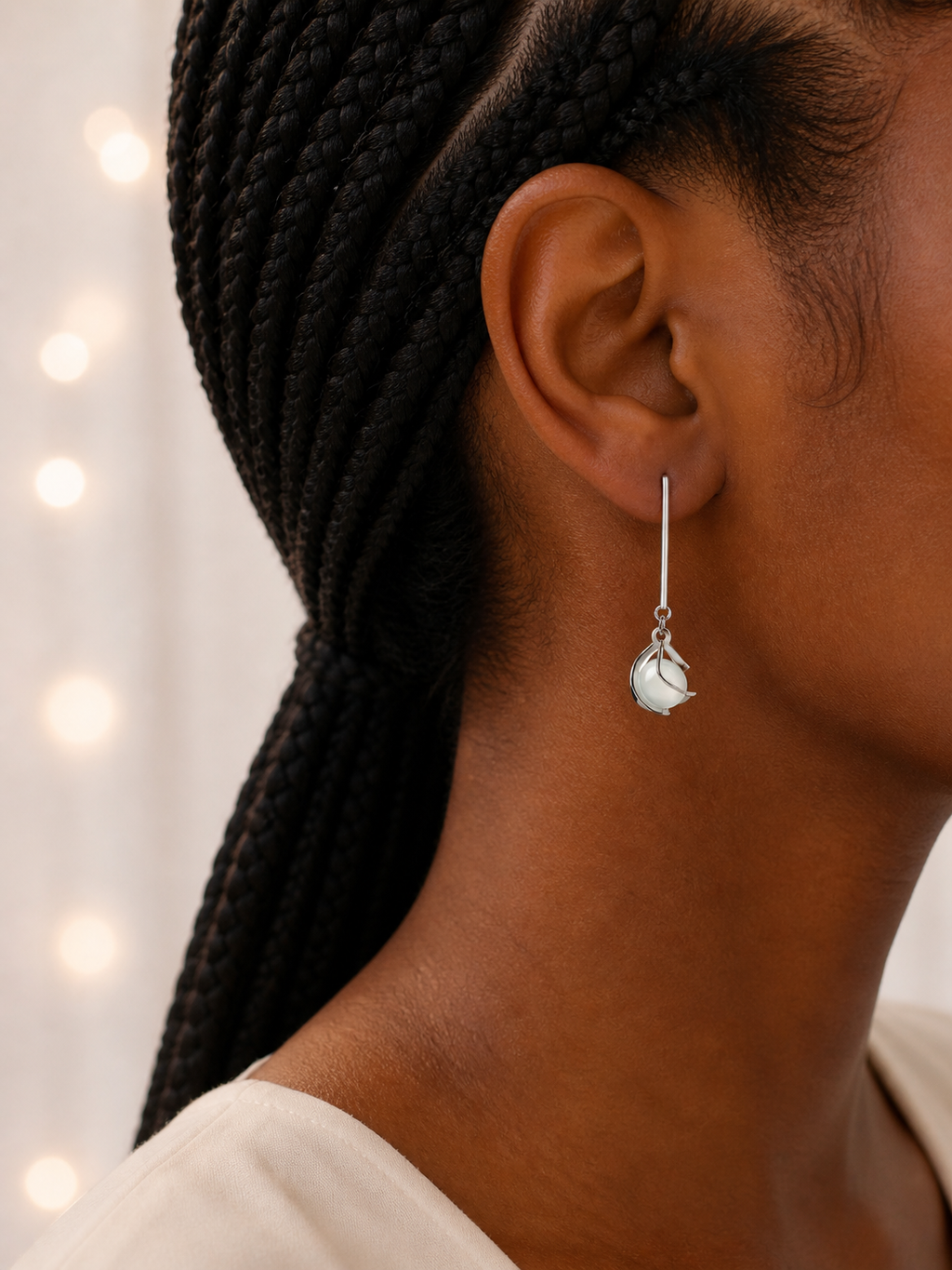 Boucles d’oreilles perle – acier inoxydable