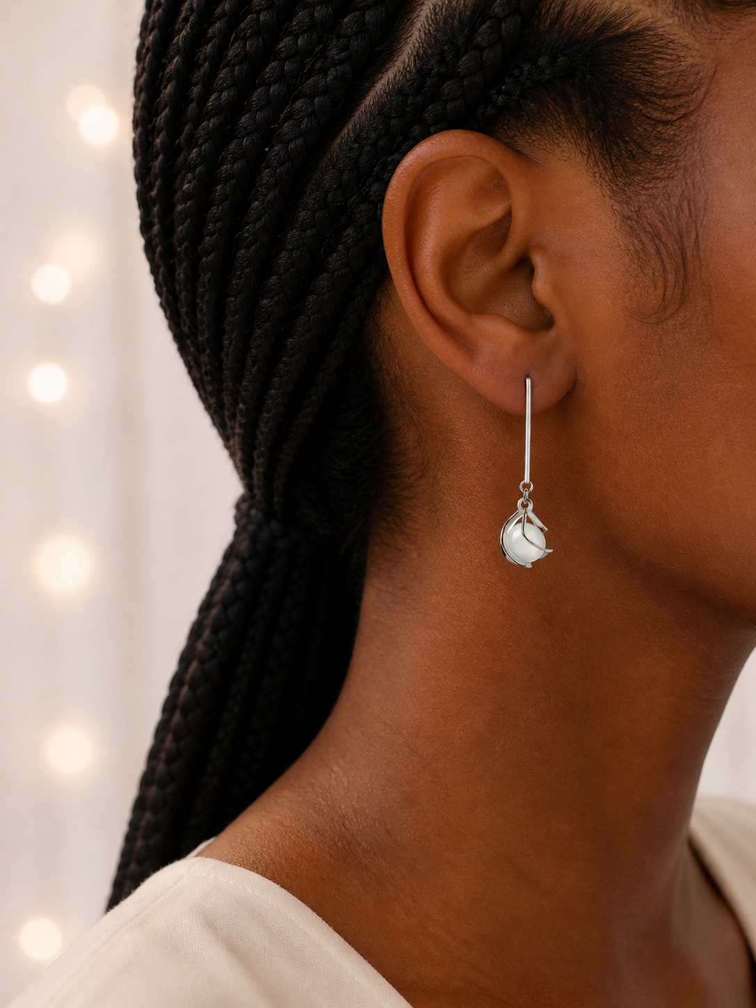 Boucles d’oreilles perle – acier inoxydable