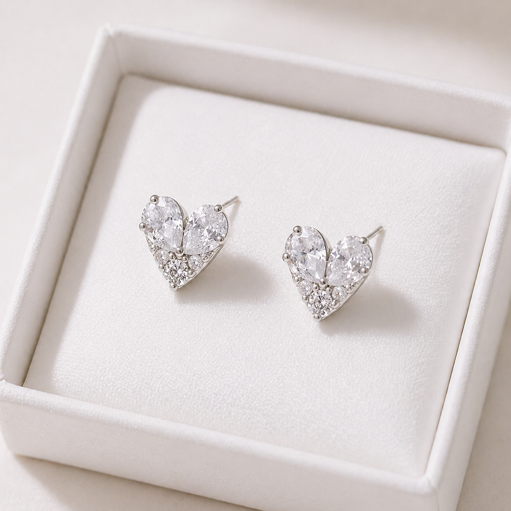 Boucles d'oreilles cœur zircon
