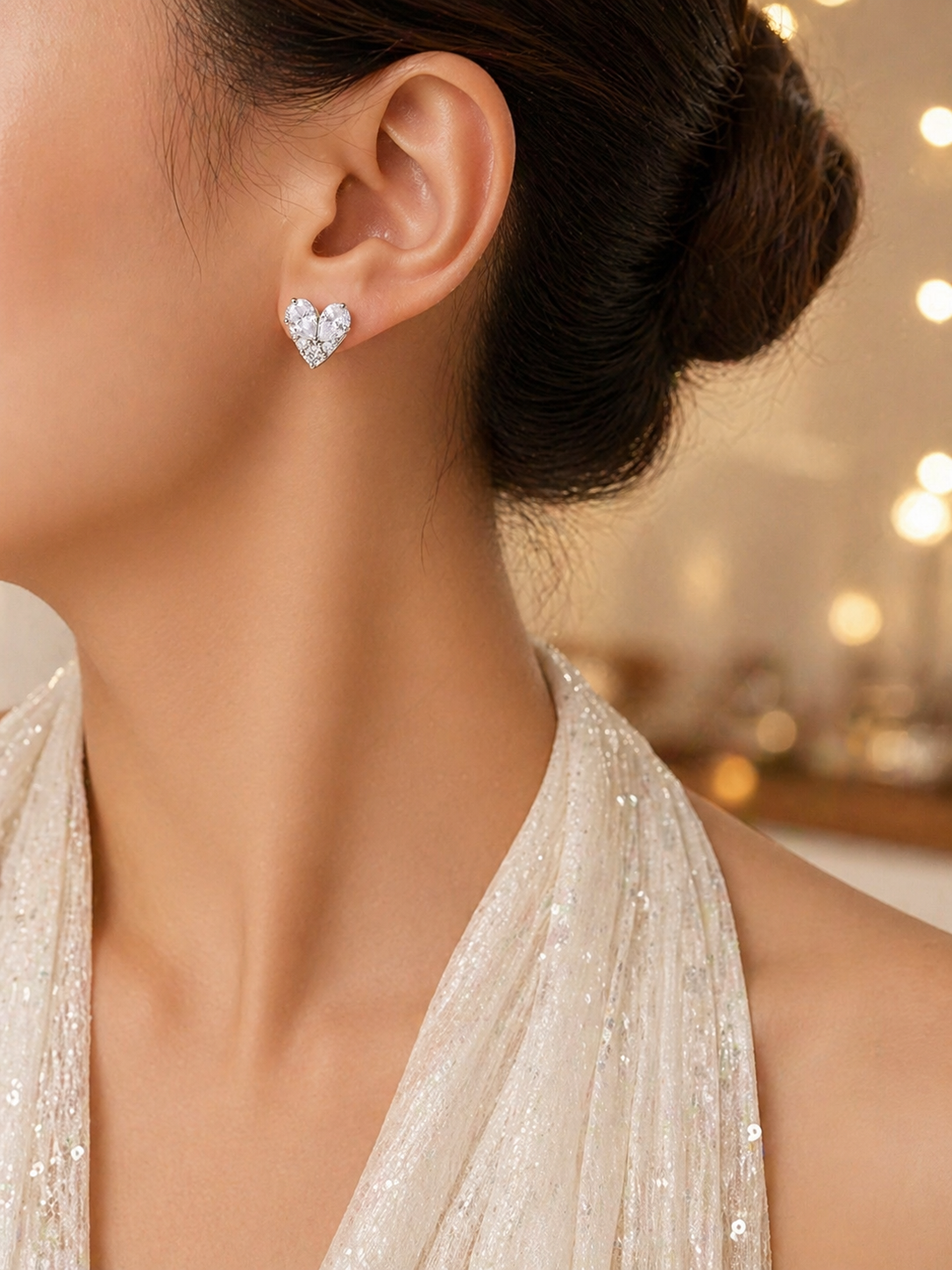 Boucles d'oreilles cœur zircon