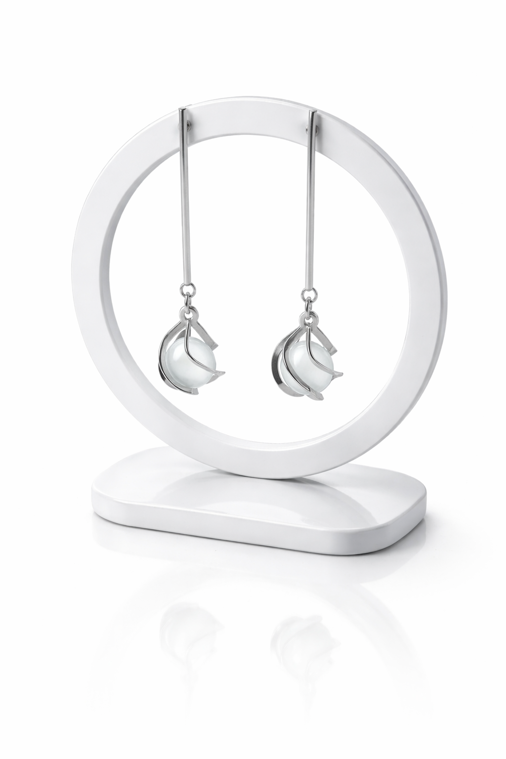 Boucles d’oreilles perle – acier inoxydable
