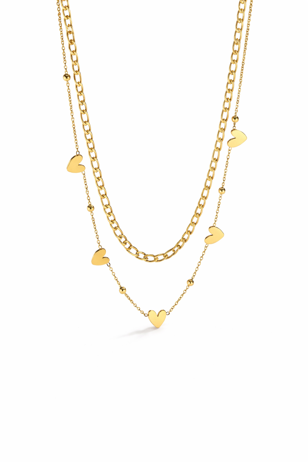 Collier Double Cœurs Dorés