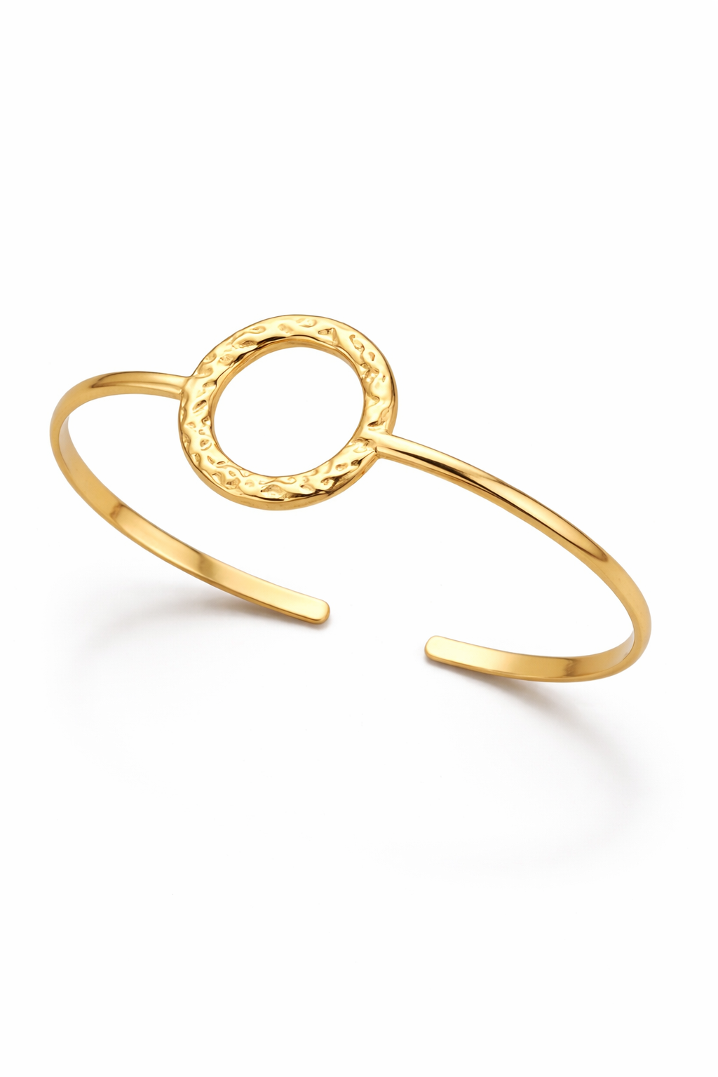 Bracelet Cercle Martelé – Acier Inoxydable Doré