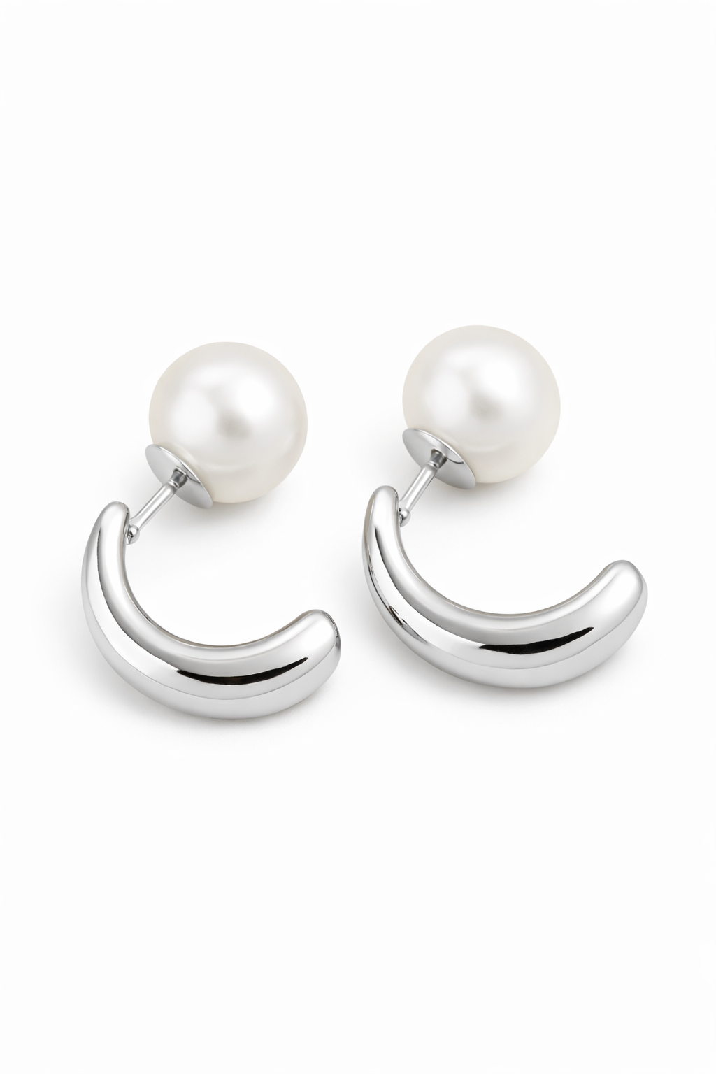 Boucles d’oreilles Lune & Perle Argentée