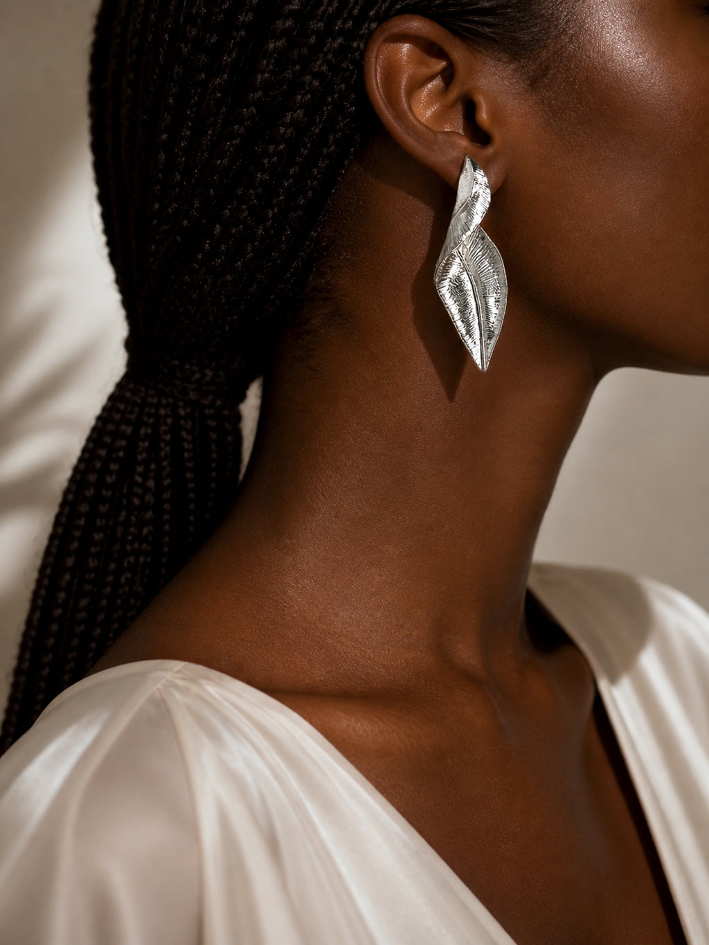 Boucles d’oreilles Éclat Feuille Sculptée