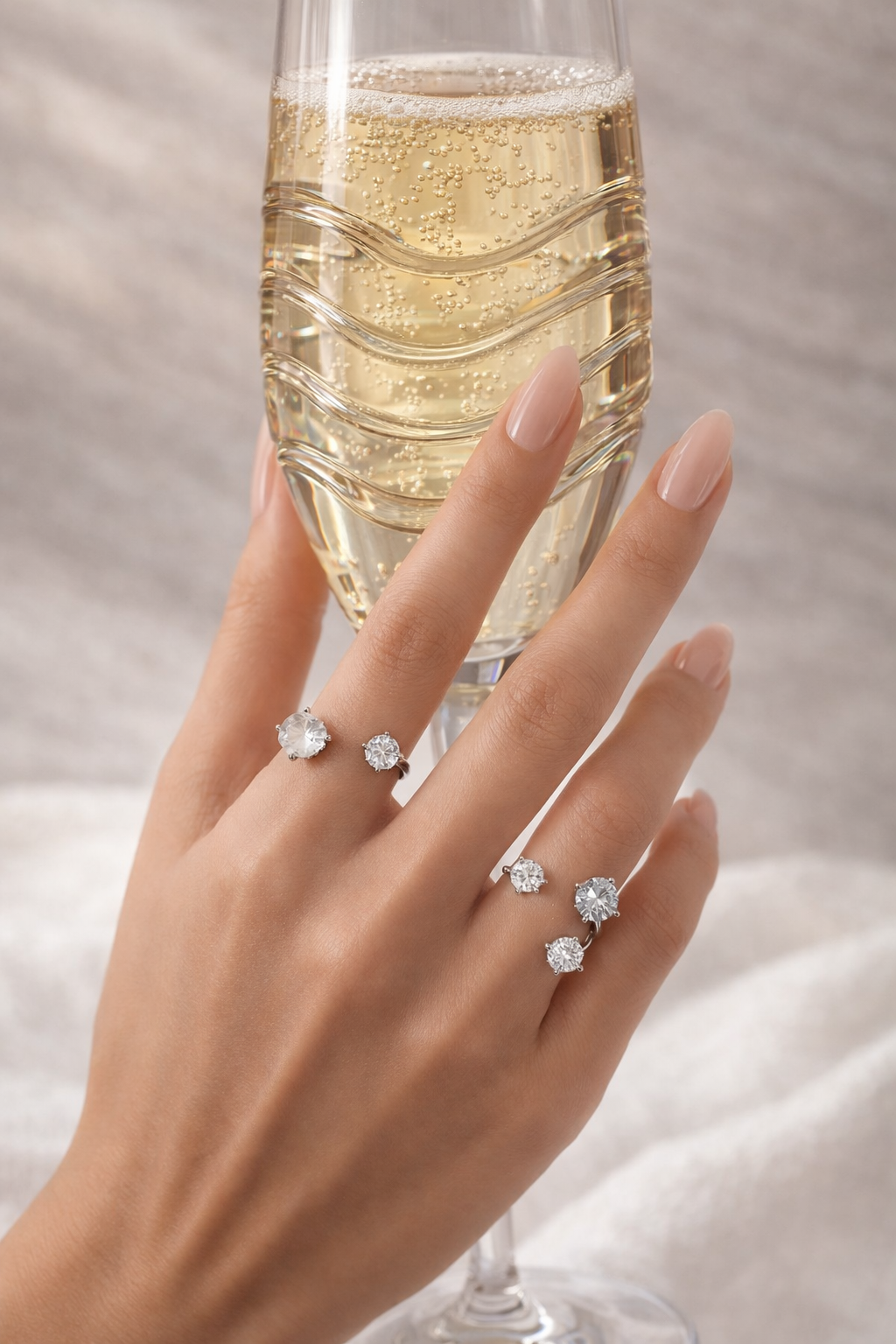 Duo d’Éclat Argenté — Bagues Diamant Zirconium