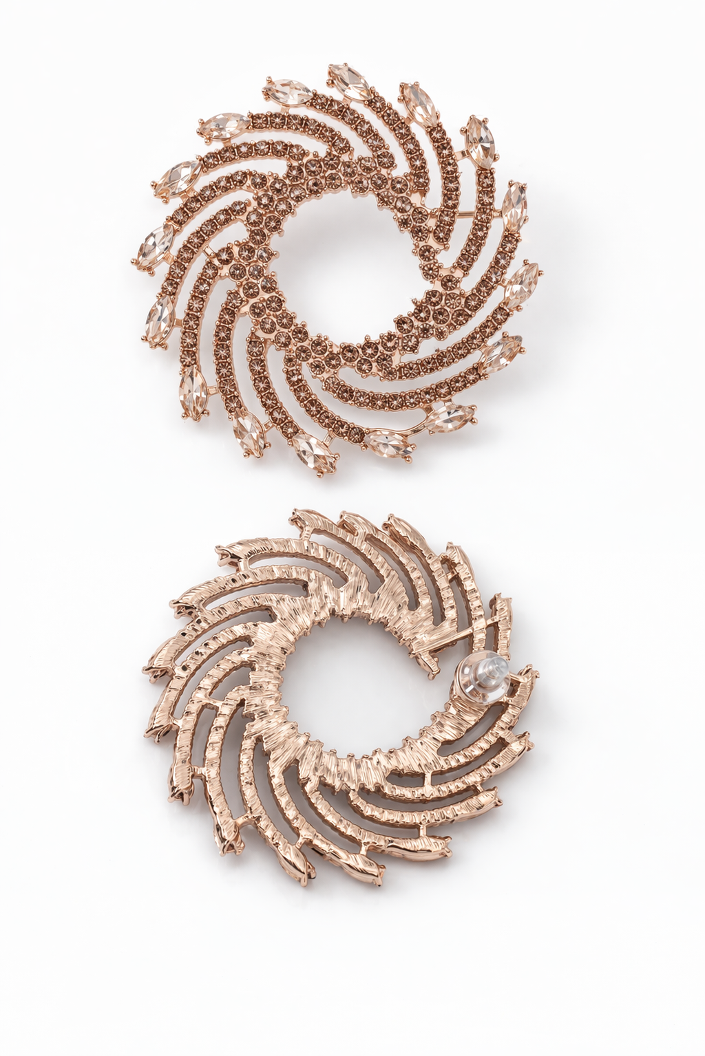 Boucles d’oreilles “Aura Champagne” – Cercle de strass