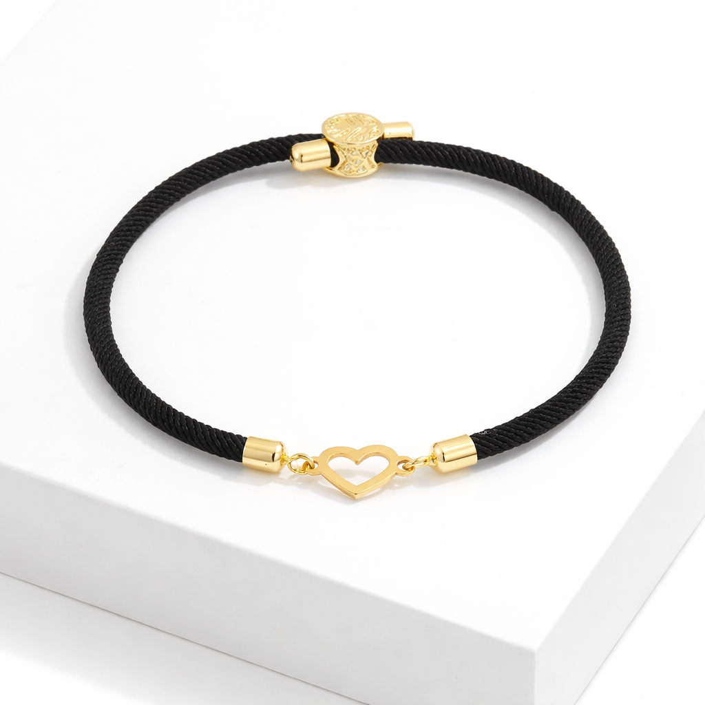 Bracelet cordon cœur doré