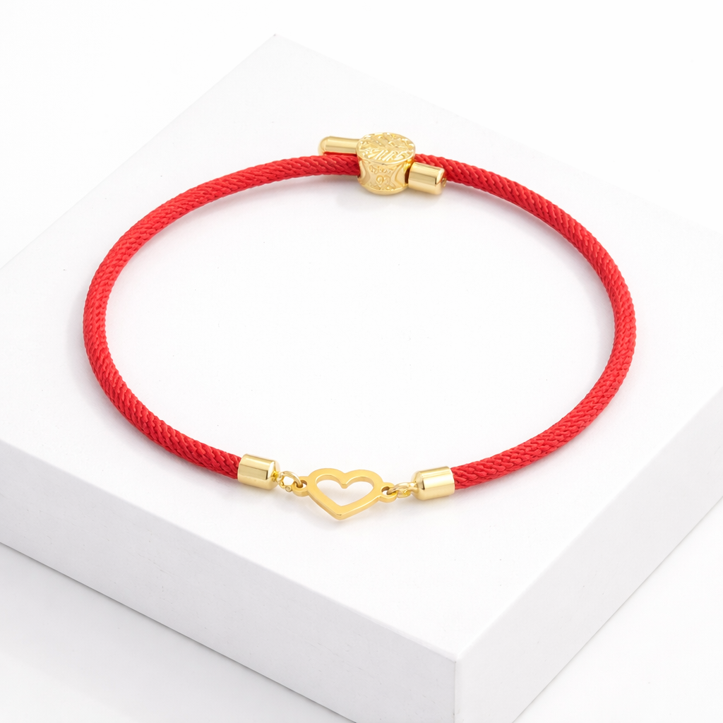 Bracelet cordon cœur doré