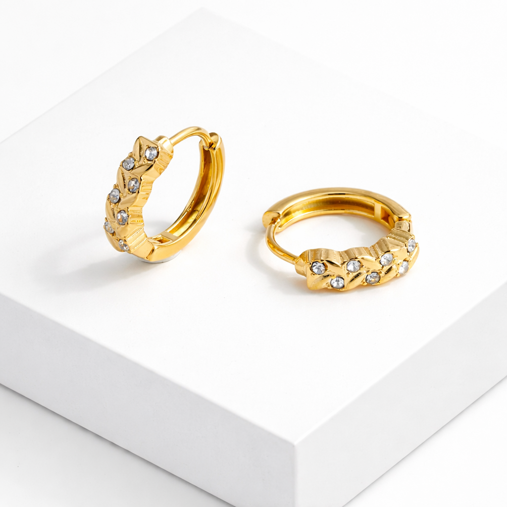 Boucles d’oreilles dorées zircon