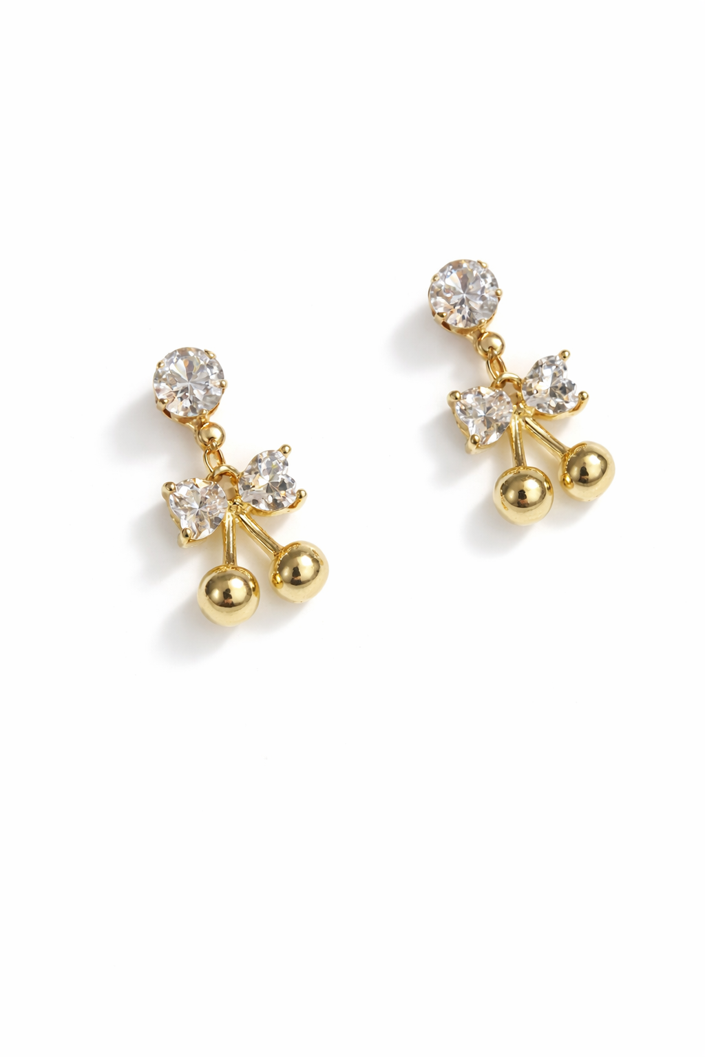 Boucles d’oreilles cerise dorée strass