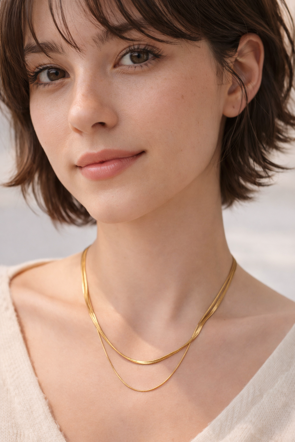 Collier double chaîne doré