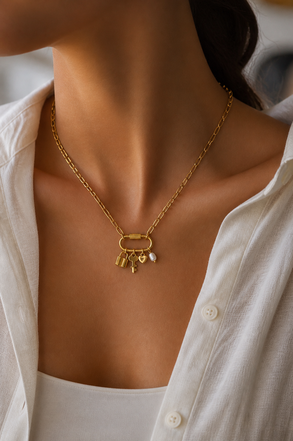 Collier Charms cadenas clé