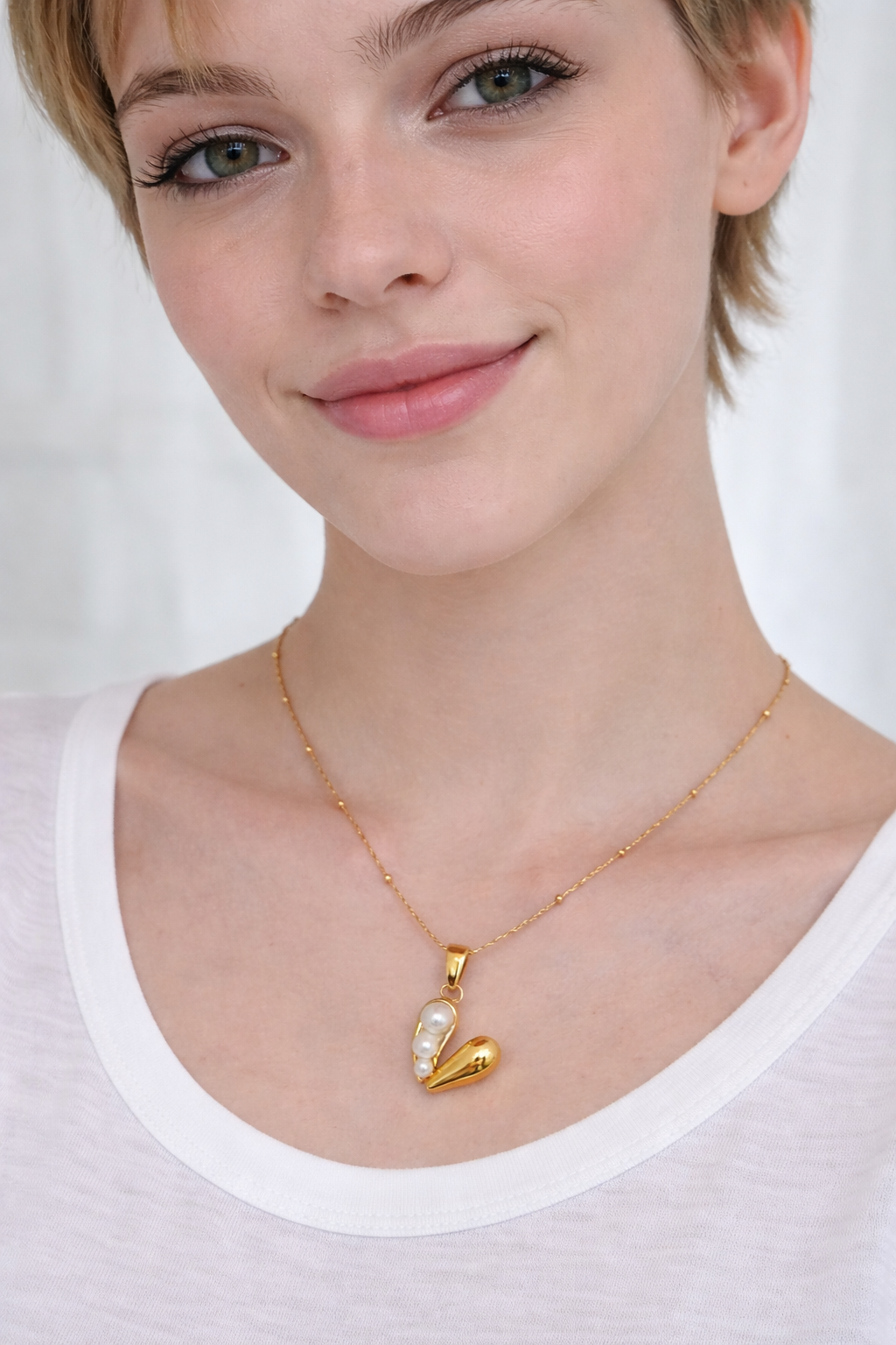 Collier Cœur Perlé Doré