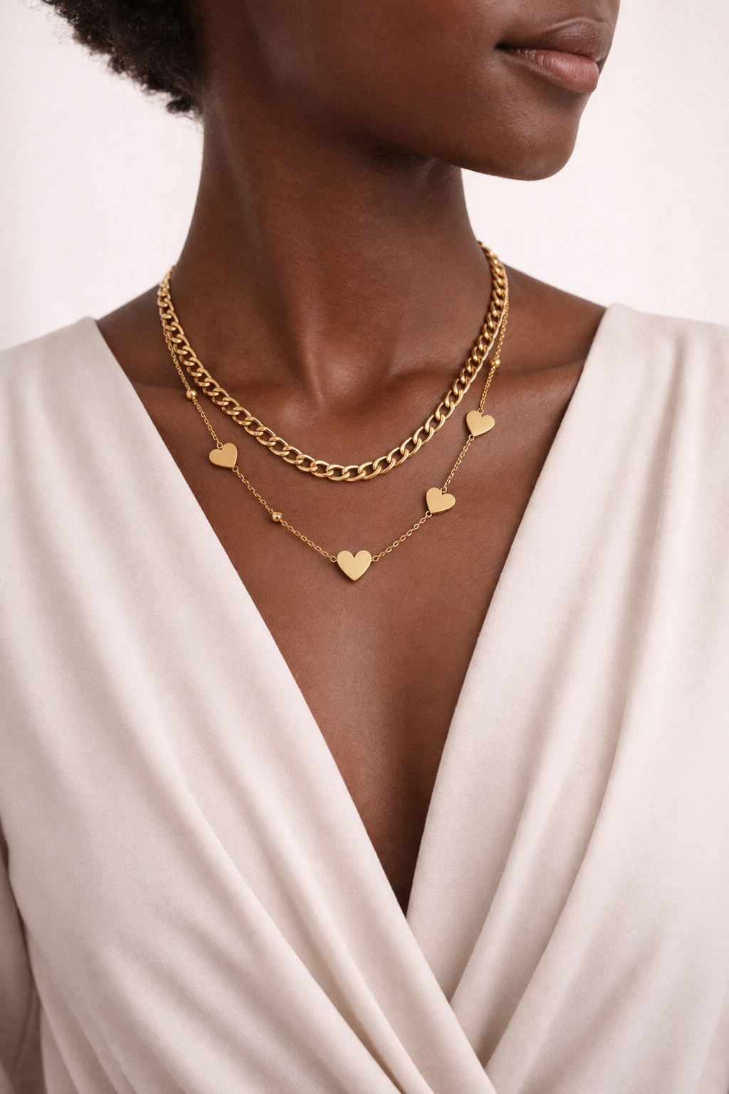 Collier Double Cœurs Dorés