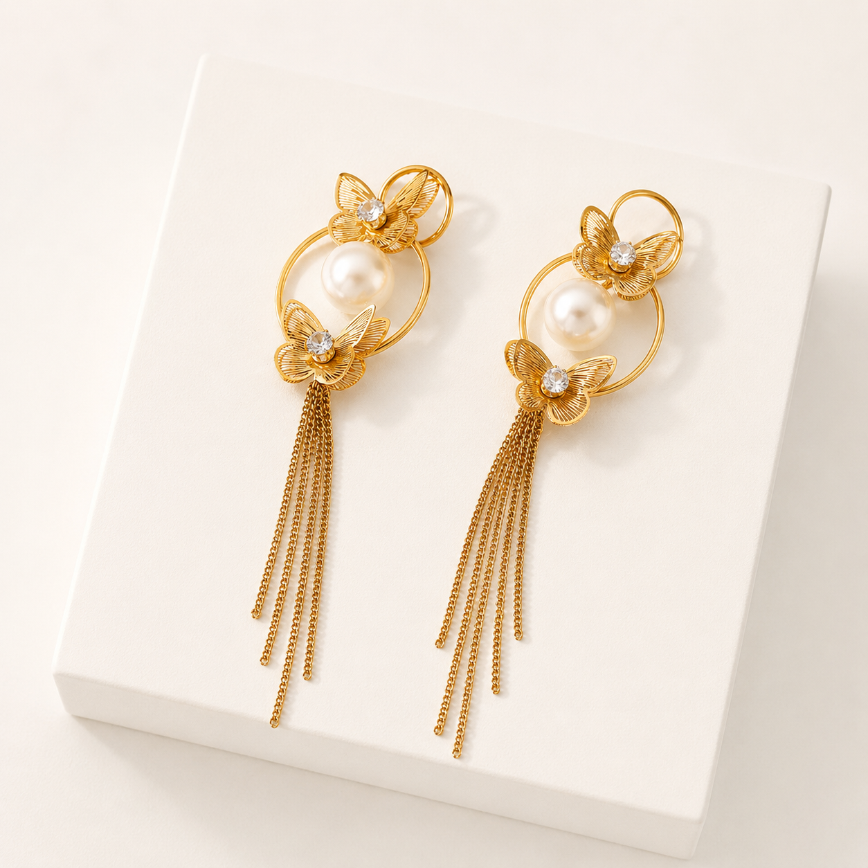 Boucles Papillon Perlé Éclat