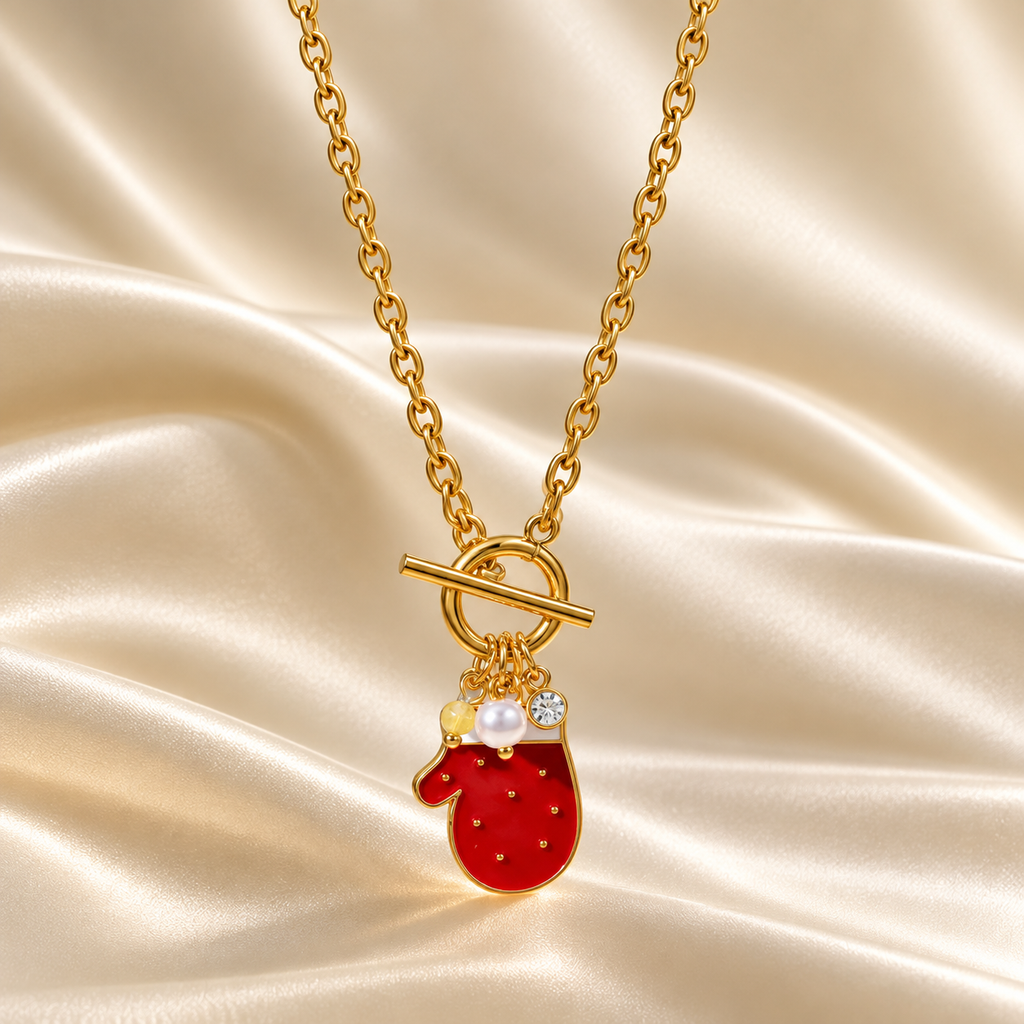 Collier Joyeux Noël – Gant rouge.