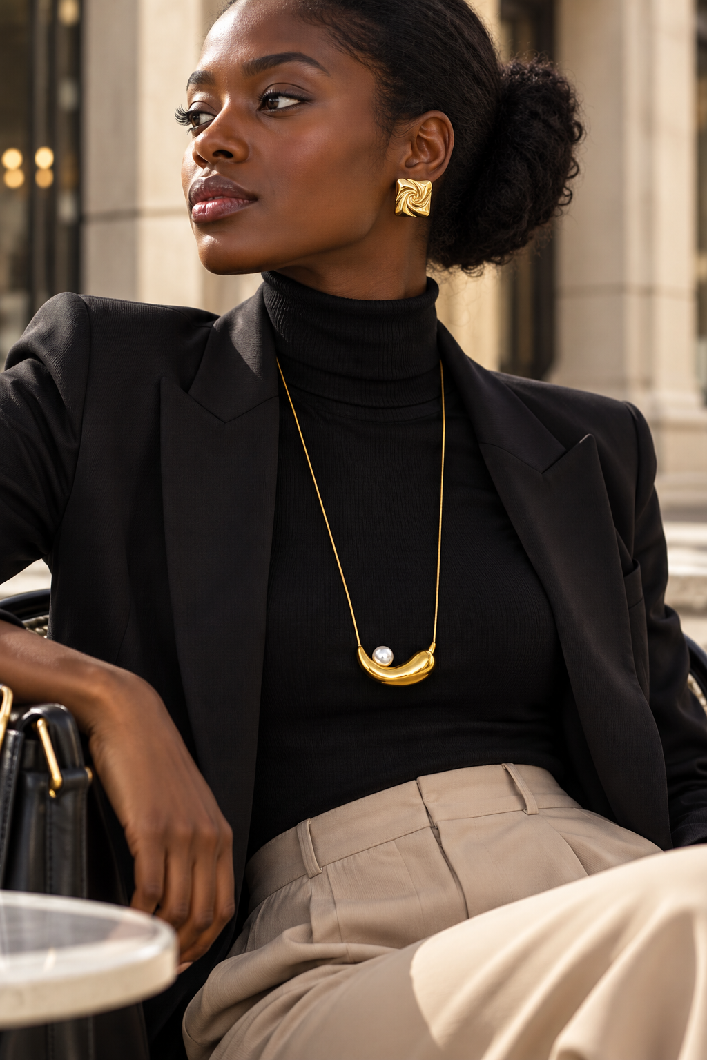 Nacre – collier sautoir en acier inoxydable