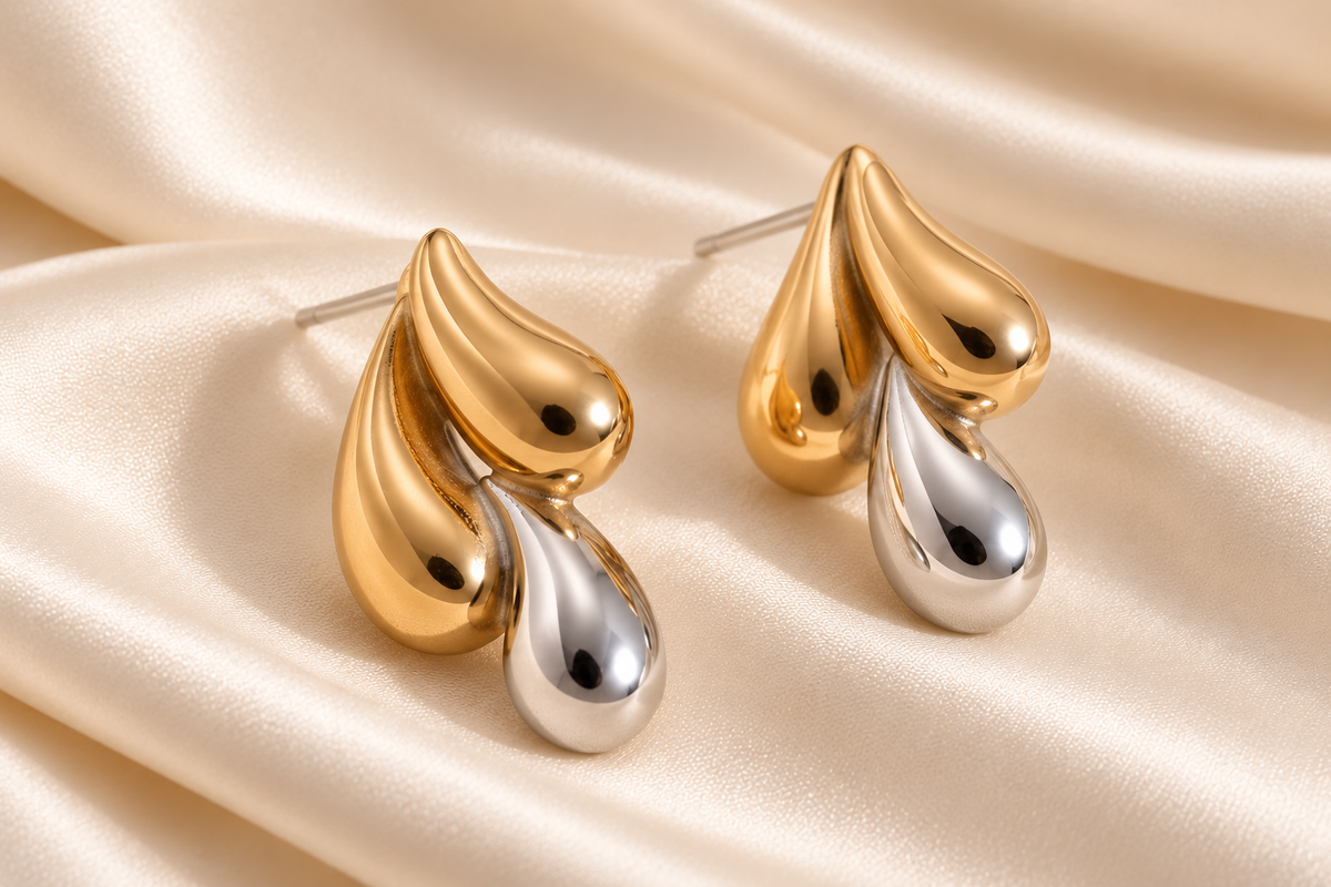 Three Drops / Stainless Steel Earrings