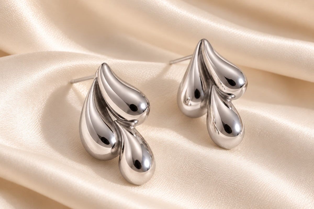 Three Drops / Stainless Steel Earrings