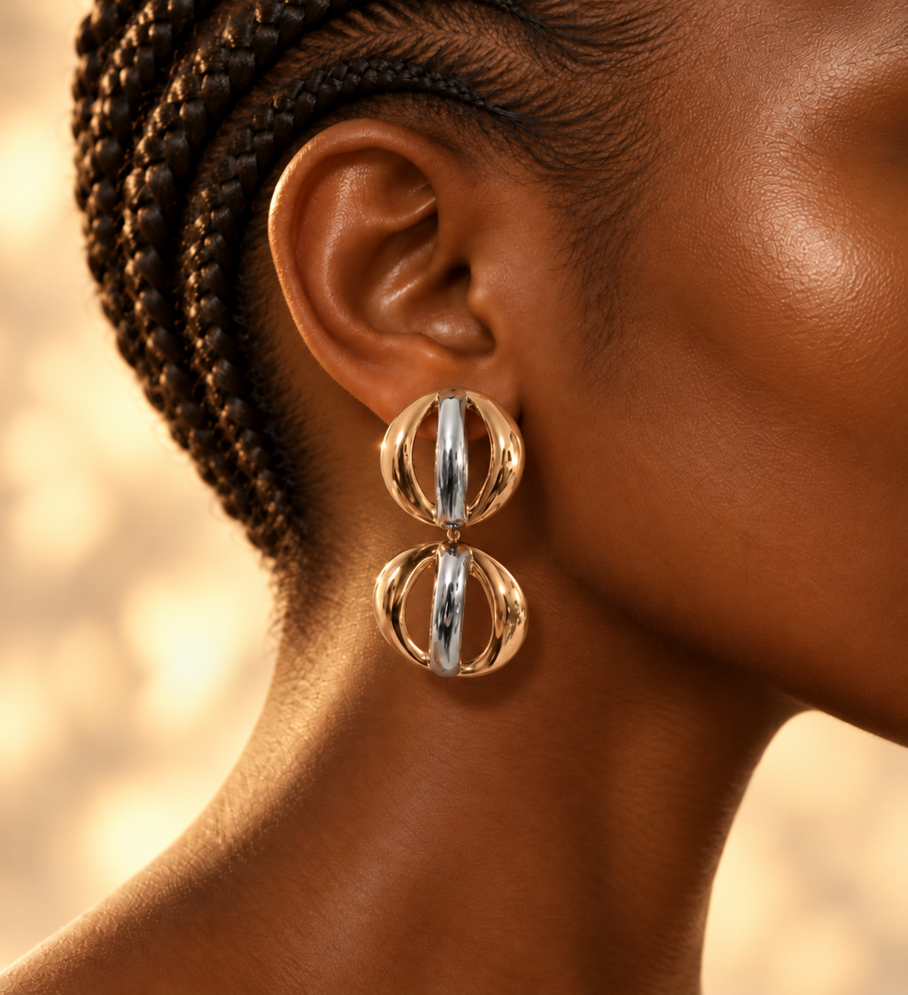 Double Cercle / Boucles d’oreilles en acier inoxydable