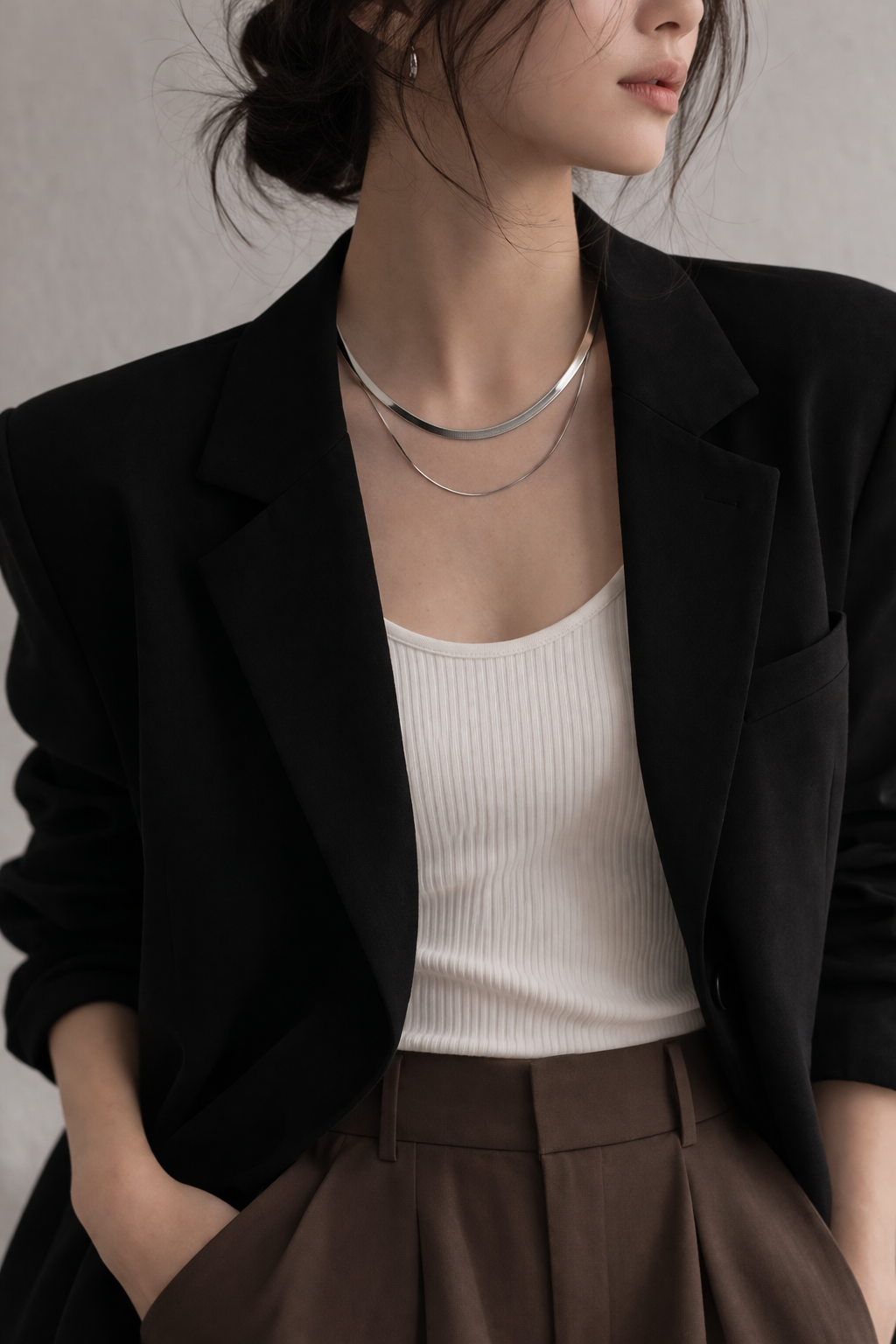 Collier double chaîne doré