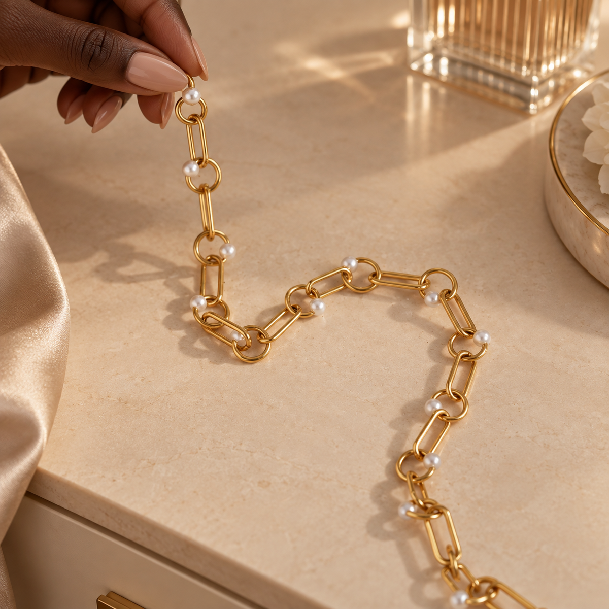 Perlée – Collier en acier inoxydable