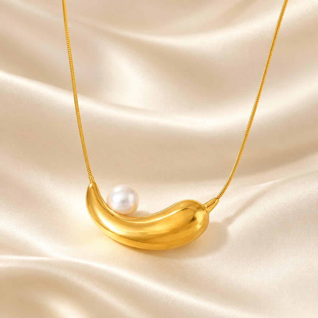 Nacre – collier sautoir en acier inoxydable