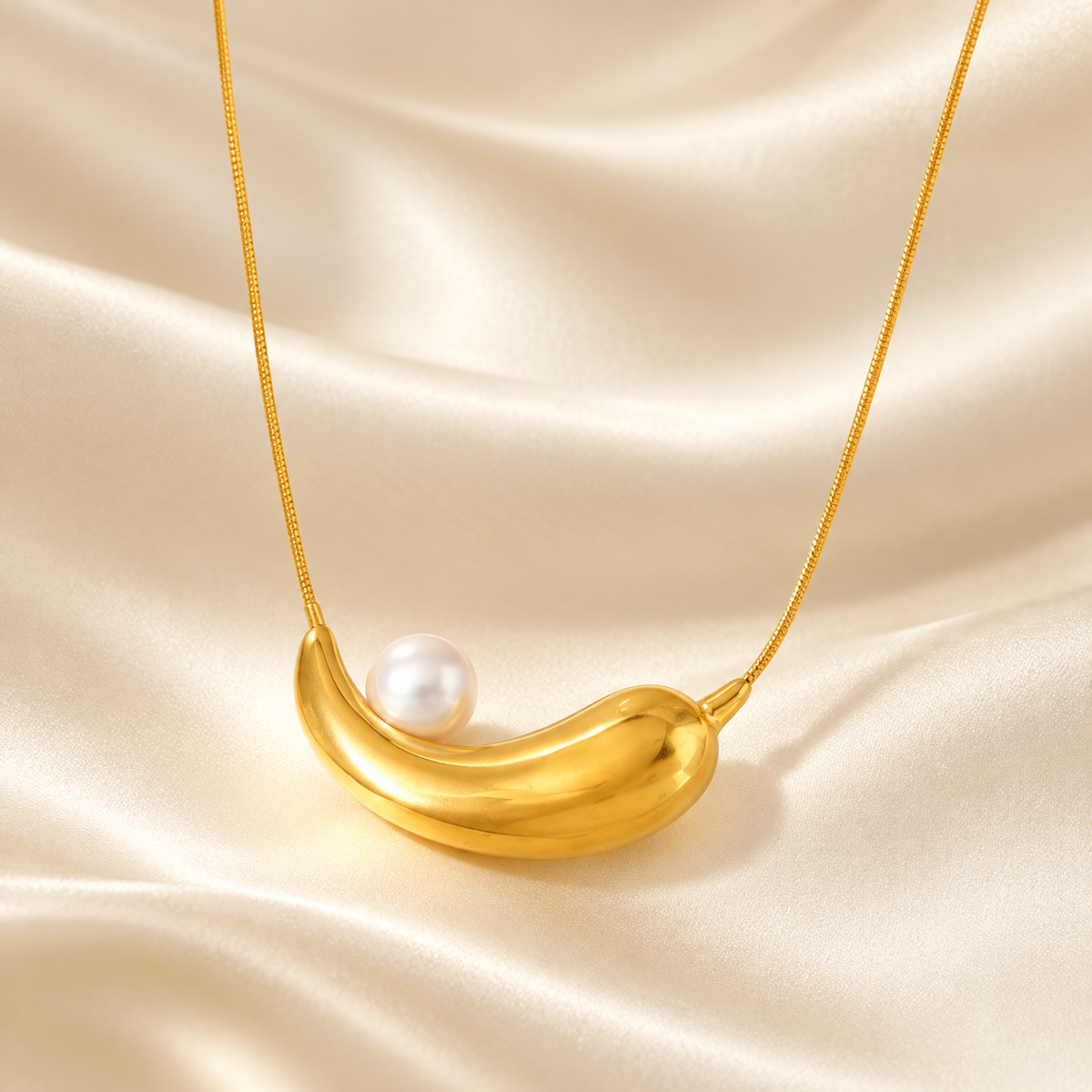 Nacre – collier sautoir en acier inoxydable