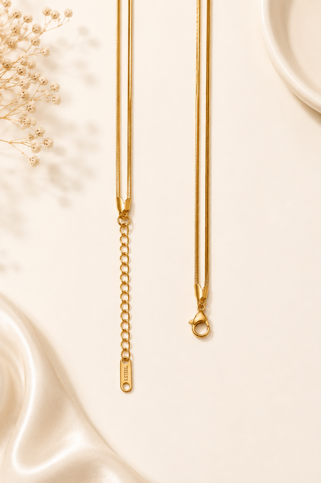 Collier double chaîne doré
