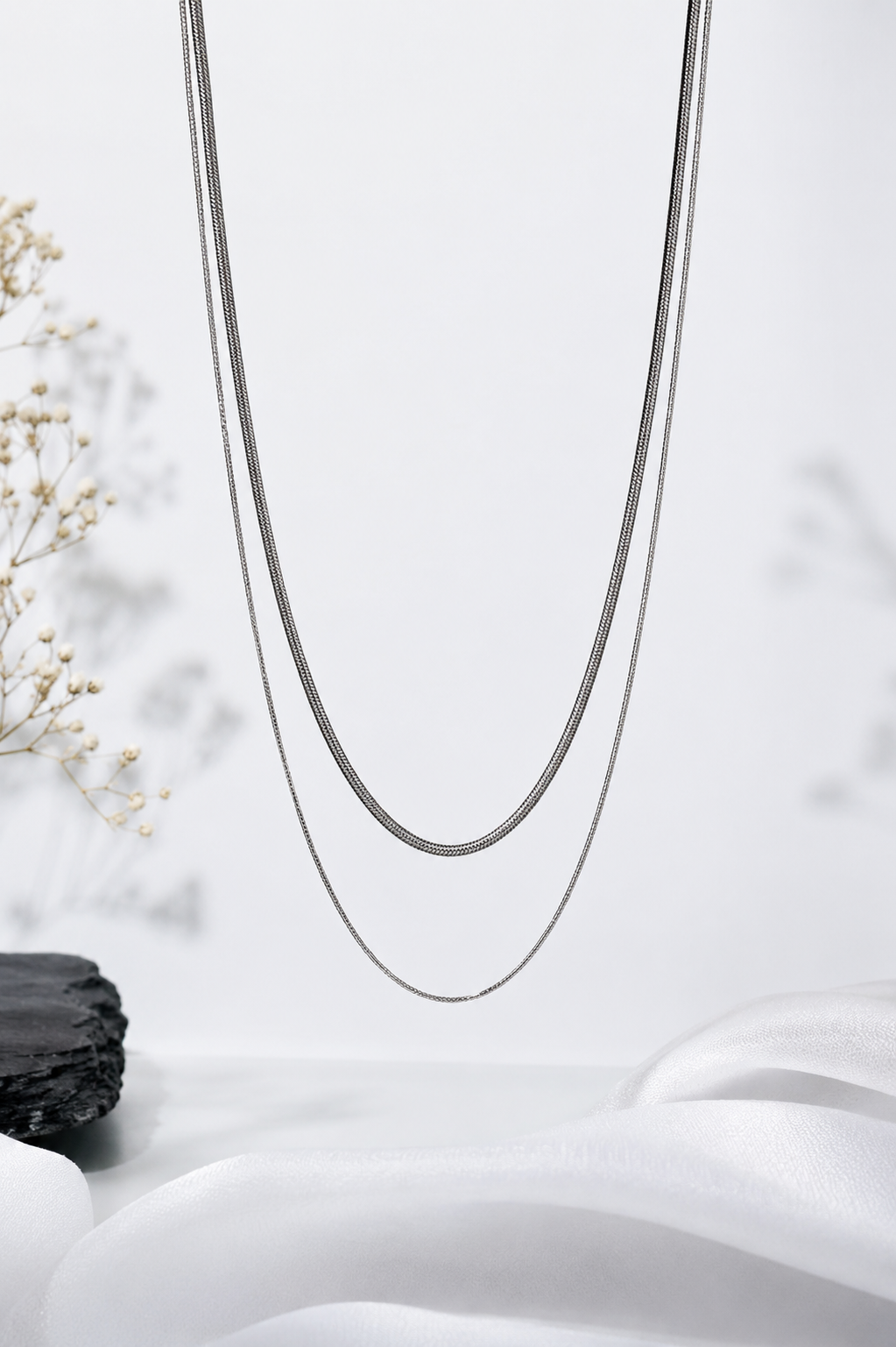 Collier double chaîne doré