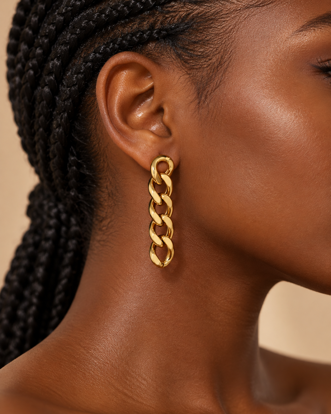 Gold-tone link drop earrings