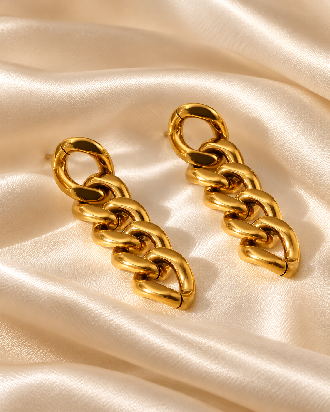Gold-tone link drop earrings