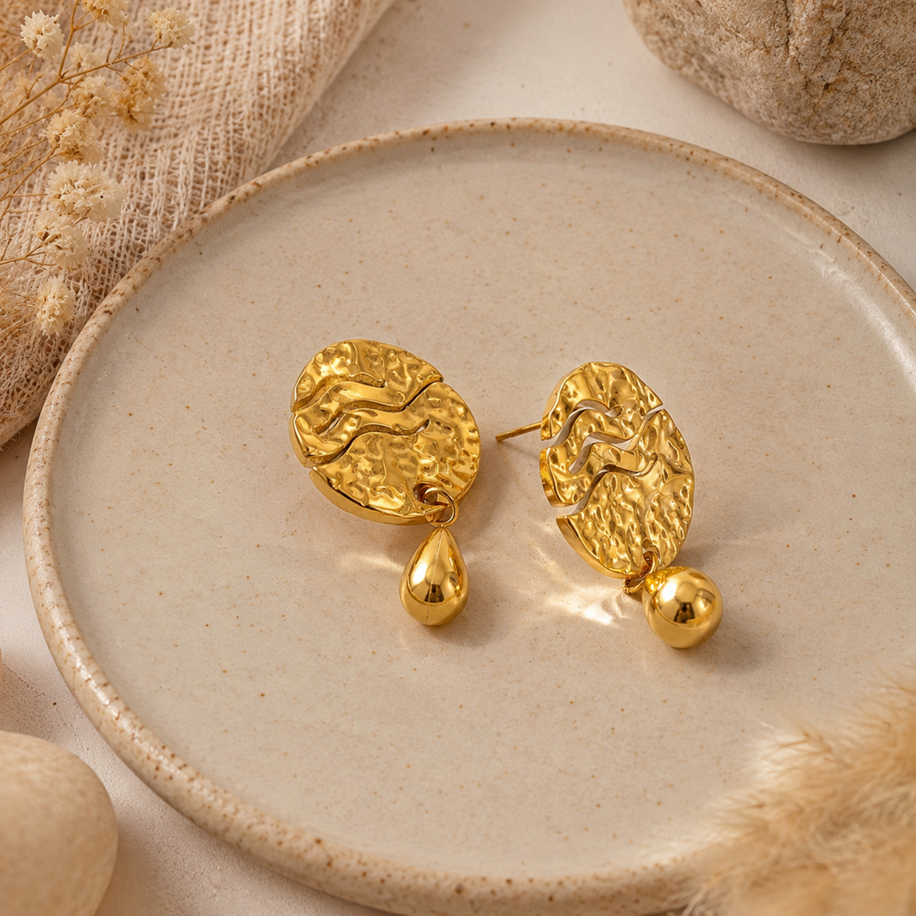 Boucles d'oreilles Goutte Martelée
