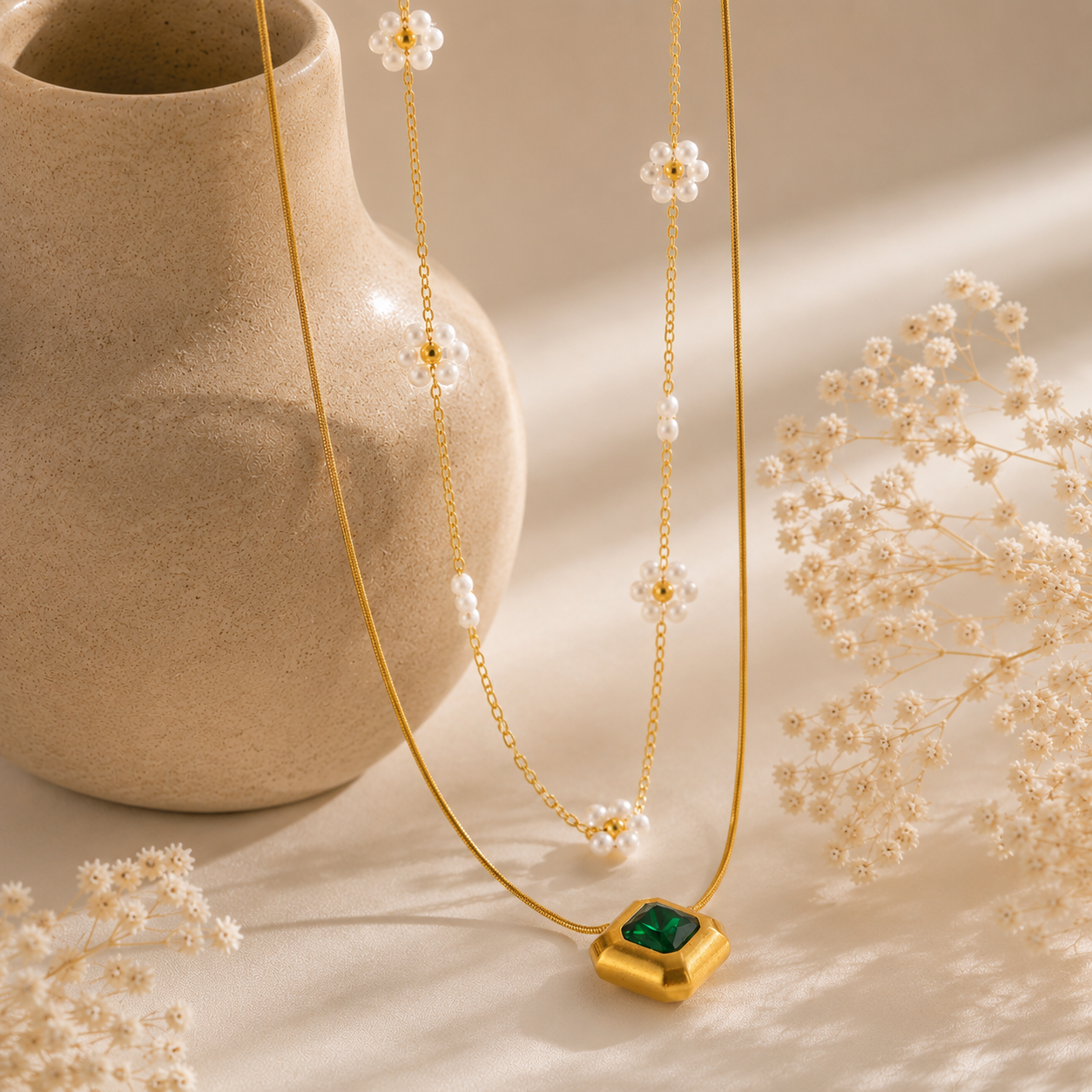 Collier Duo Émeraude
